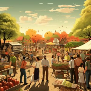 farmer's market full of people