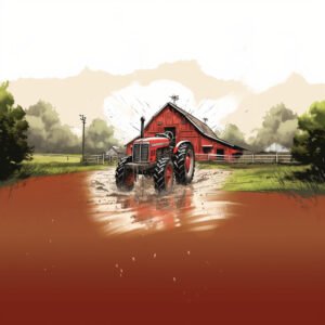 tractor sitting in the mud